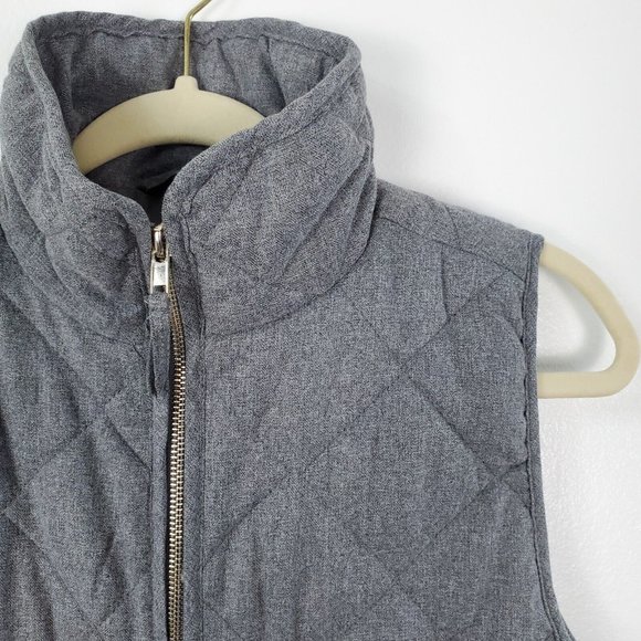 Thread & Supply Womens Vest Small Gray Quilted Full Zip Pockets Gold Outdoors - Picture 2 of 10